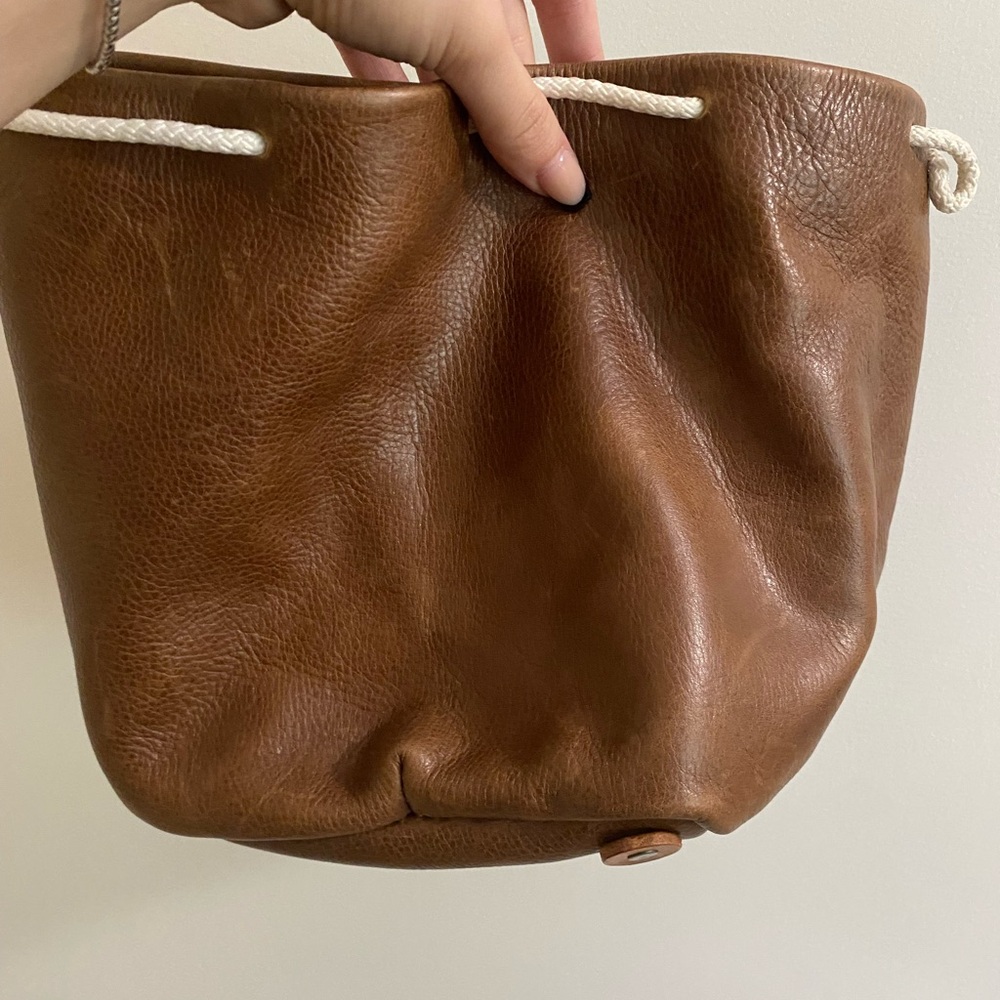 Brown Leather Bucket Bag